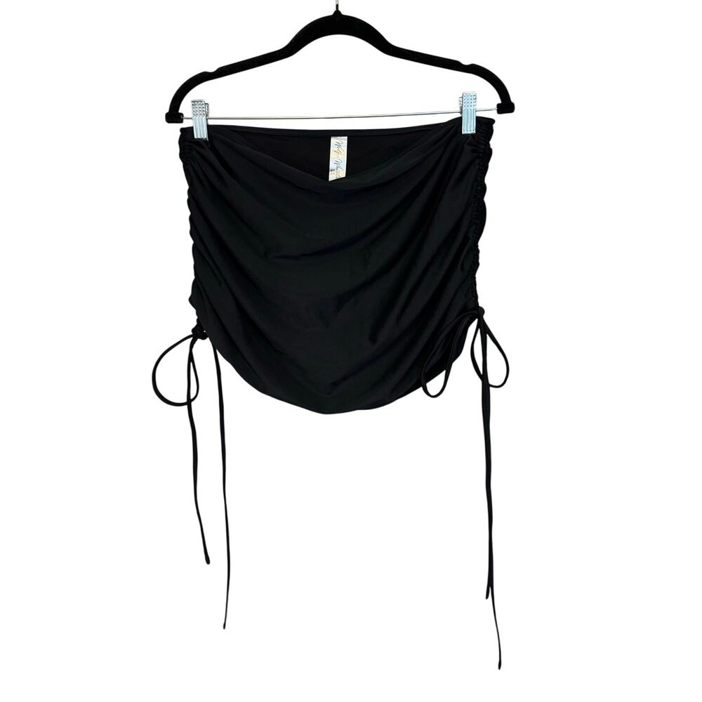 Wolf & Whistle Swimsuit Bikini Bottom Women 14 Black Ruched Drawstring Beachwear